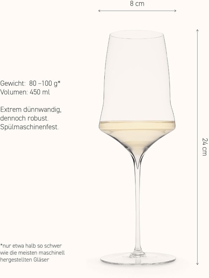 Josephinenhütte - JOSEPHINE No 1 - White - handgefertigt - Weissweingläser - 2er Set 2 Stück (1er Pa