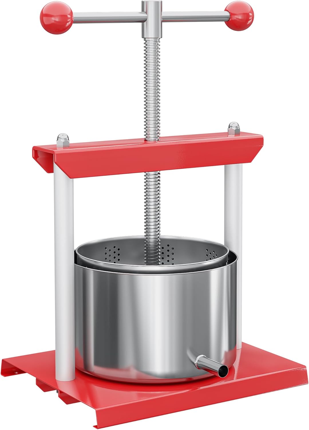 Wiltec Obstpresse 6L Weinpresse aus Stahl Edelstahlkorb Fruchtpresse mit 2-armigen Drehgriff Saftpre
