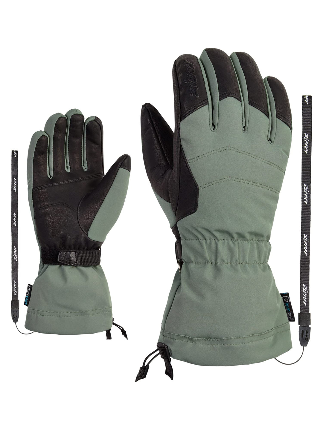 Ziener Damen Kilata Ski-Handschuhe/Wintersport | wasserdicht, Wolle, Freeride 8.5 green mud, 8.5 gre