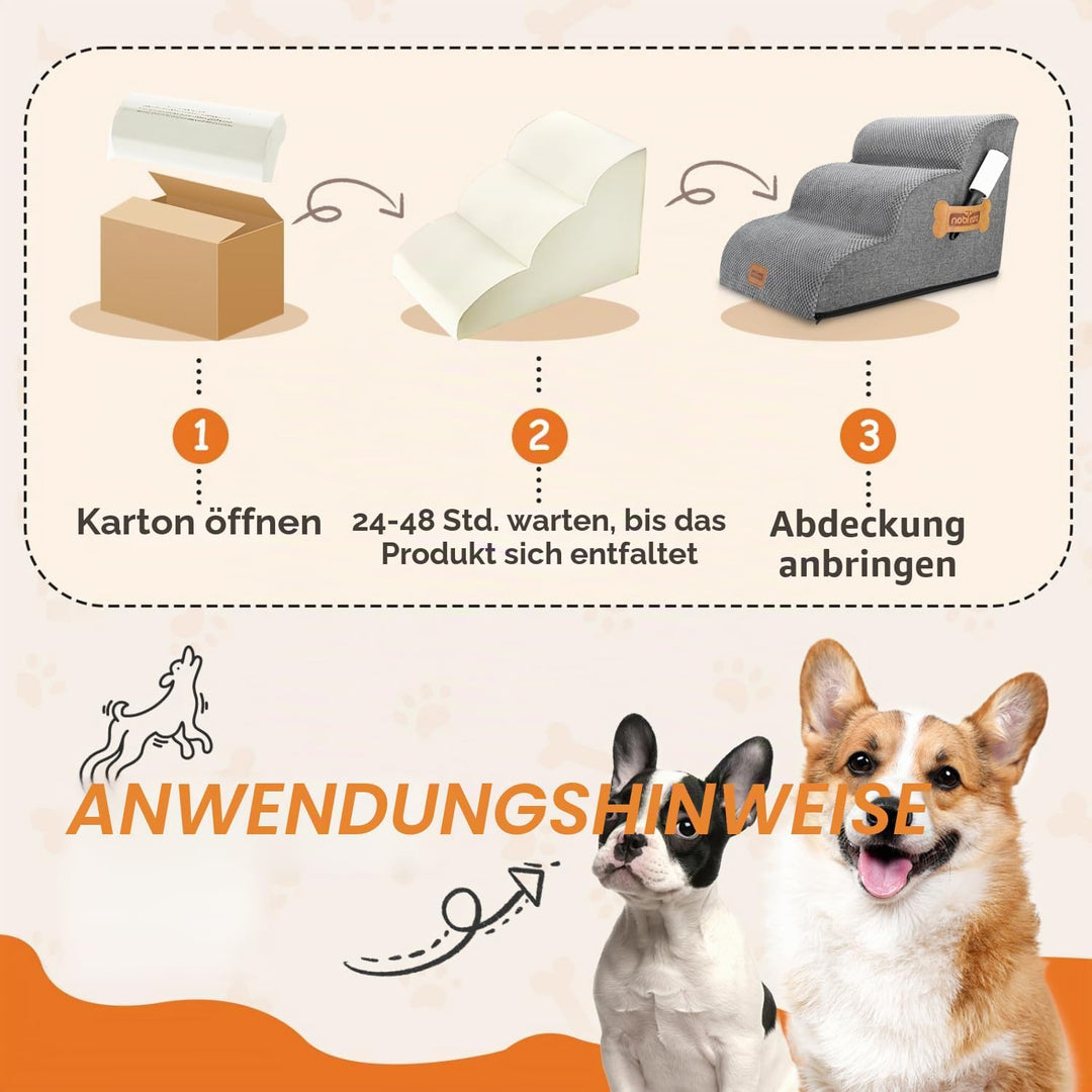 Nobleza Hundetreppe für Kleine Hunde, 3 Stufen Hundetreppe Schwamm Hunderampe Haustiertreppe für Hun