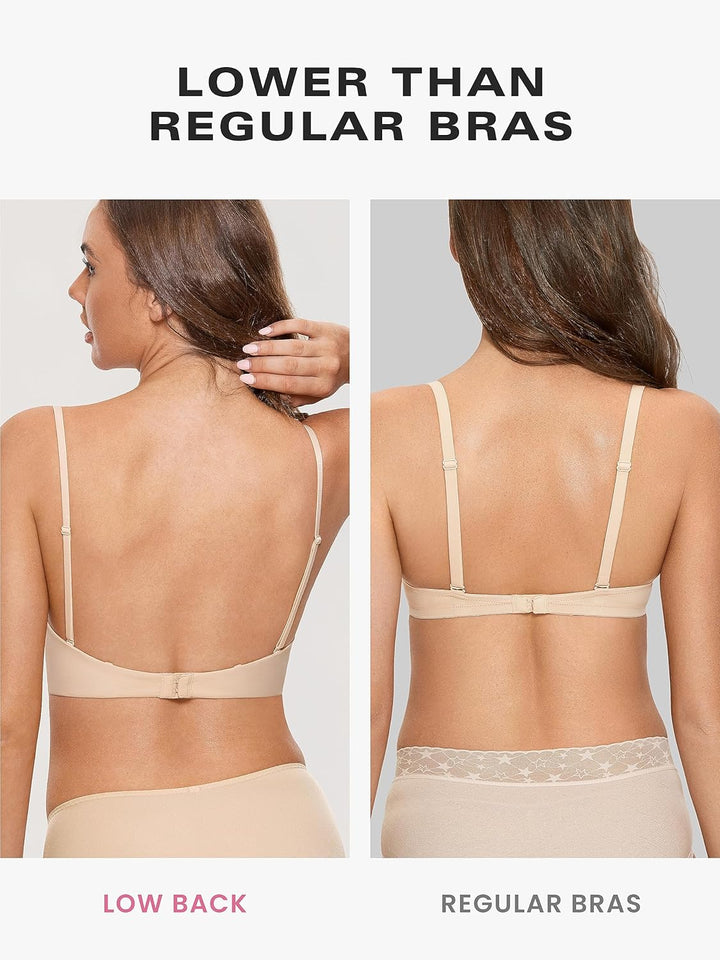 DOBREVA Damen tiefer Rücken BH Leicht Gepolstert Bügel T Shirt BHS Neckholder Unsichtbar Rückenfrei
