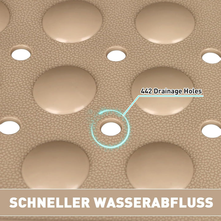 Gross Duschmatte rutschfest 80x120cm: Weich TPE Duscheinlage mit Ablauflöchern und Saugnäpfen - Anti