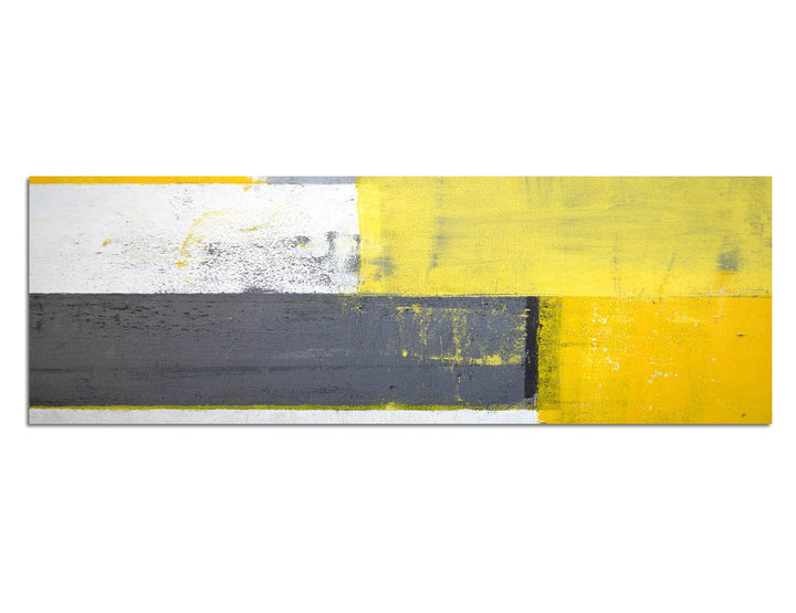Paul Sinus Art Panoramabild auf Leinwand und Keilrahmen 150x50cm Kunstmalerei abstrakt gelb grau