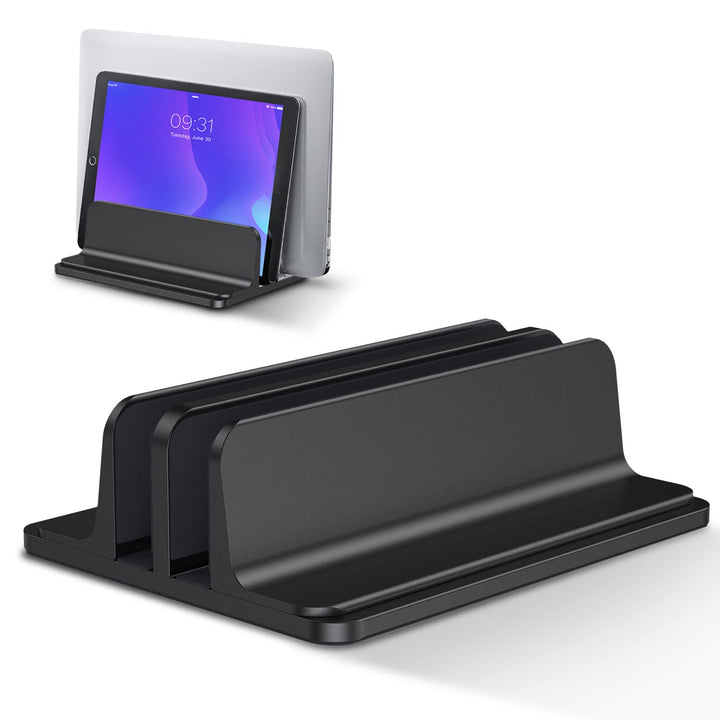Bewahly Doppelt Vertikaler Laptop Ständer, Aluminium Verstellbarer Notebook Ständer Platzsparender H