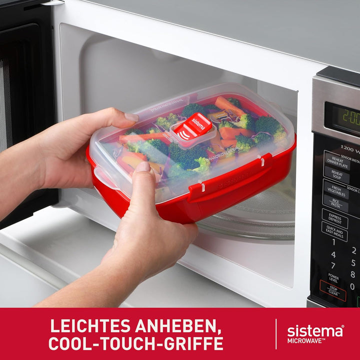 Sistema Microwave-Heat & Eat Frischhaltedosen Set, 4 rechteckige Mikrowellen-Vorratsdosen mit Deckel