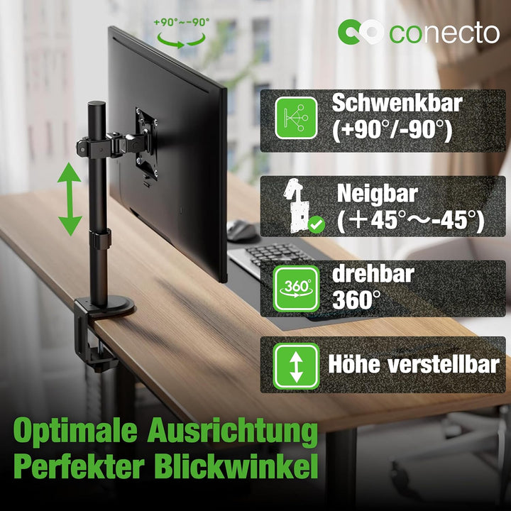 conecto Monitorhalterung, höhenverstellbare Halterung für 1 Bildschirm, 17 bis 32 Zoll, neig- und sc