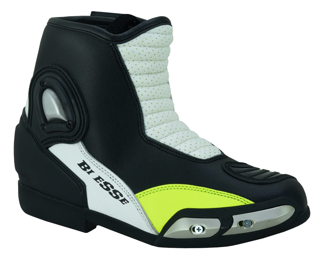 BI ESSE Motorradschuhe Stiefel aus perforiertem Leder mit Slider 40 EU Neon, 40 EU Neon