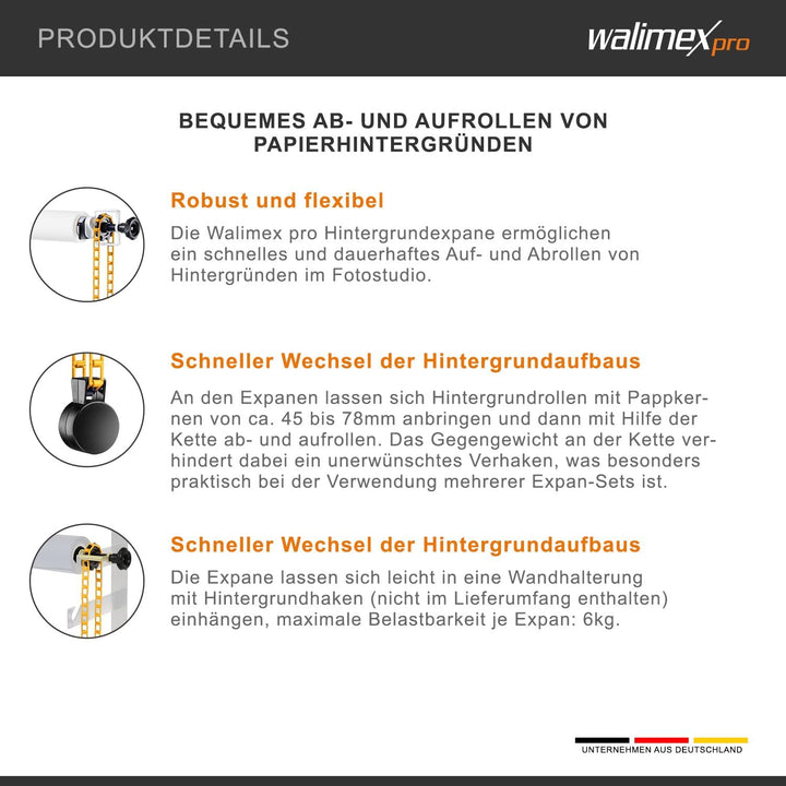Walimex Hintergrundexpan und Kette & Gewicht orange, orange