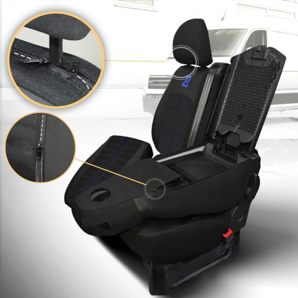 LUCARO Sitzbezüge Auto Renault Trafic 3 Opel Vivaro B FIAT Talento Nissan NV300 1+2 Sitzbank: mit Lu