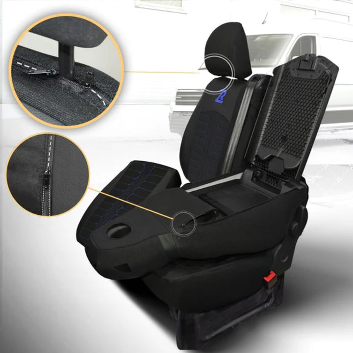 LUCARO Sitzbezüge Auto Renault Trafic 3 Opel Vivaro B FIAT Talento Nissan NV300 1+2 Sitzbank: mit Lu