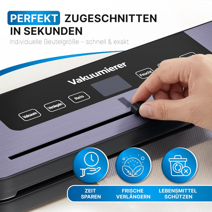 LUNARIA [PREMIUM] Automatischer Vakuumierer – Profi Vakuumiergerät für Lebensmittel, Nass & Trocken,