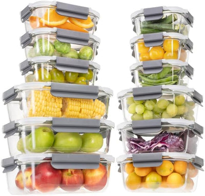 GENICOOK 24 Stück Glas Frischhaltedosen mit Deckel Glas Vorratsdosen Set für Lebensmittel,Glas Meal