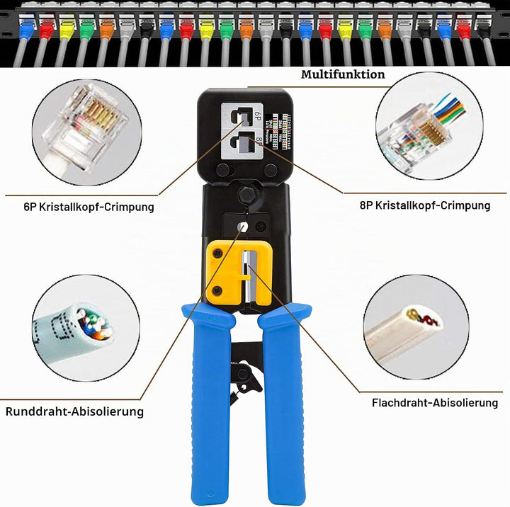 MAYLINEE Netzwerk Werkzeug Set Crimpzange RJ45 CAT5 CAT6, Kabel Tester Reparatur Zange für Netzwerks