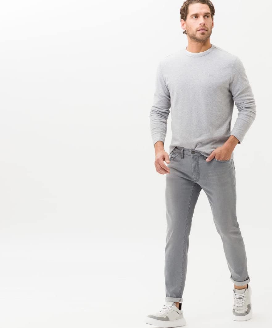 BRAX Herren Style Chuck Hi-Flex: Hochelastische Five-Pocket Jeans 31W / 34L Grau, 31W / 34L Grau