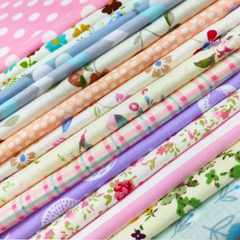 flic-flac Quiltstoff, quadratisch, 100 % Baumwolle, vorgeschnitten, zum Nähen von Blumenstoffen für