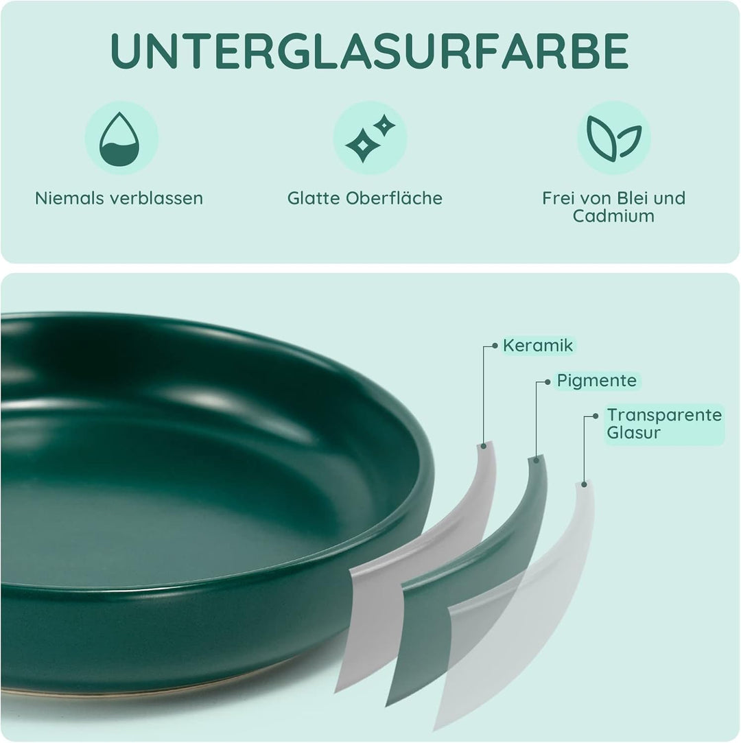 SPUNKYJUNKY Katzennäpfe 3 Stück Futternäpfe Keramik Fressnapf für Katzen (Grün) Grün Round (300ml*3)