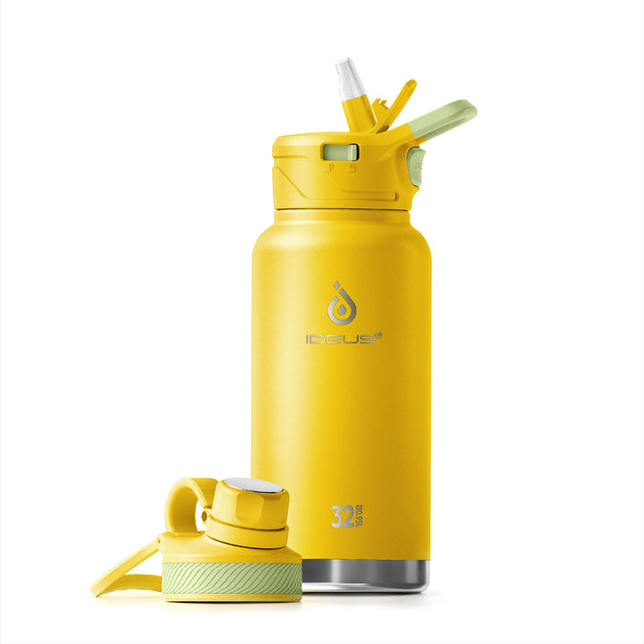 IDEUS Vakuumisolierte Wasserflasche, 32 Oz (950 ml) Edelstahl Doppelwand Flasche Metall Sport Kantin