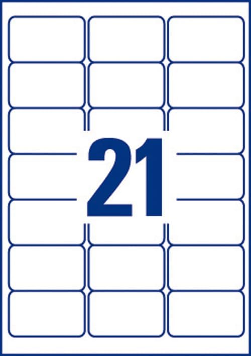 AVERY Zweckform LR7160-100 Adress-Etiketten (A4, 2.100 Stück, Recycling, 63,5 x 38,1 mm, 100 Blatt)