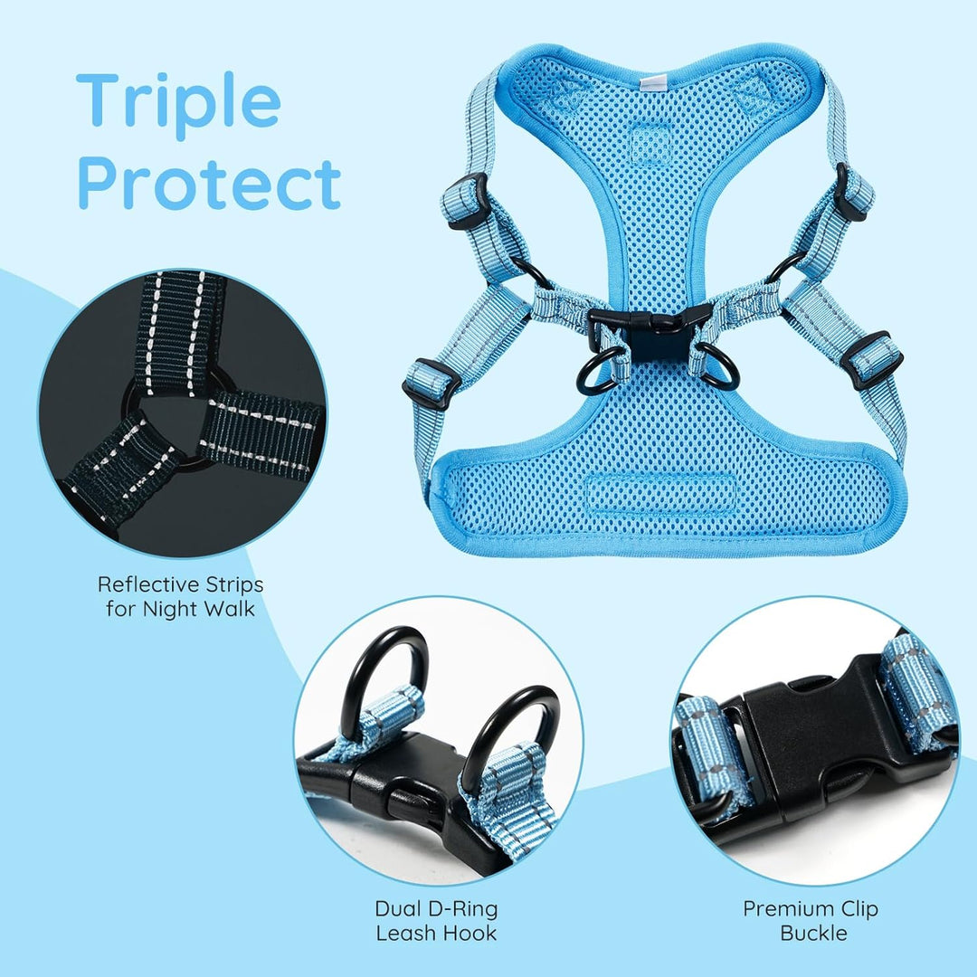 BELLA & PAL Hundegeschirr und Leine Set, Step-in Design mit atmungsaktivem Air-Mesh, reflektierenden
