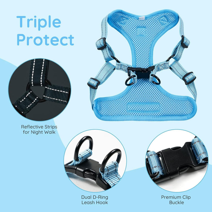 BELLA & PAL Hundegeschirr und Leine Set, Step-in Design mit atmungsaktivem Air-Mesh, reflektierenden