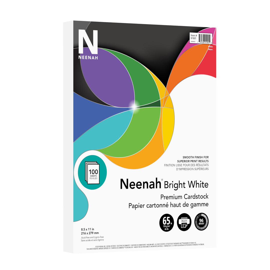 Neenah Premium-Karton, 21,6 x 27,9 cm, 29,5 kg/176 g/m², hellweiss, 100 Blatt (91901) 100 Sheet, 100