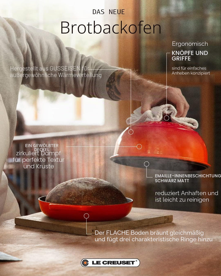 Le Creuset Signature Gusseisen Brot Bräter, 24cm, Kirschrot, 21301240600430, Kirschrot