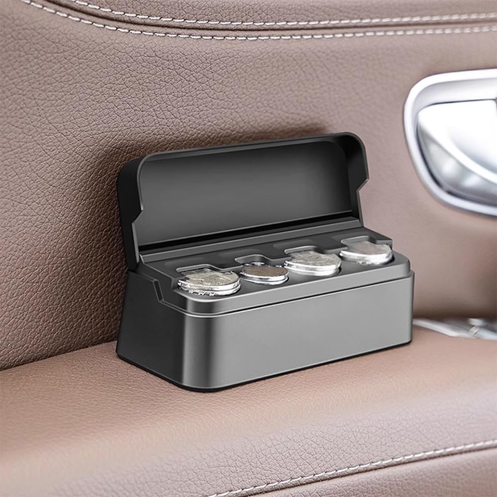 Namvo 2 Stück Auto-Münzbox, Auto-Kleingeld-Aufbewahrungsbox, tragbarer Kunststoff-Münzaufbewahrungsb