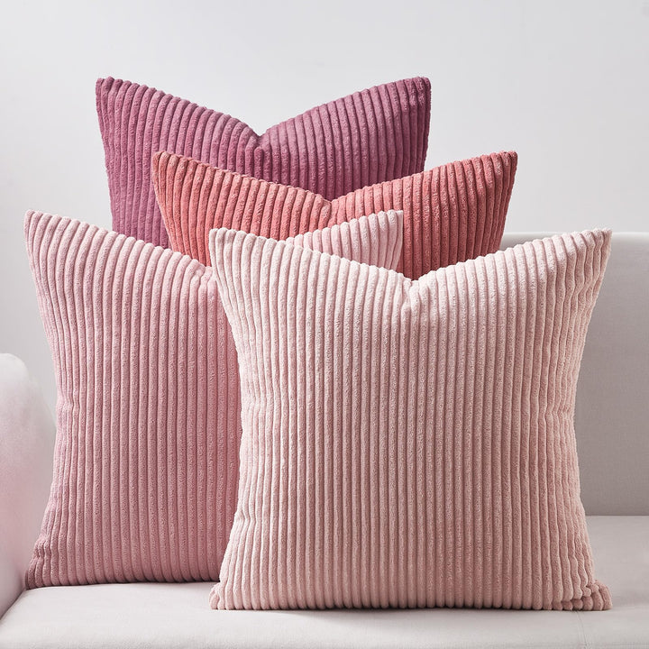 Topfinel Kissenbezug 50x50 cm rosa 4er Set Kordsamt Kissenbezüge Kissenhülle Dekokissenbezug sofakis