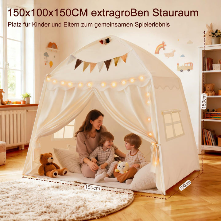 Kinderzelt Spielzelt Indoor Kinderzimmer Spielhaus: 150x100x150 cm Grosses Spielhaus mit Matte – Lic