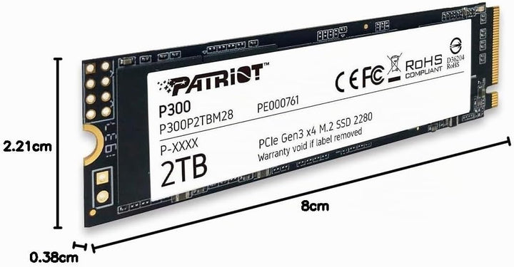 Patriot P300 M.2 PCIe Gen 3x4 2 TB SSD 2 TB Single