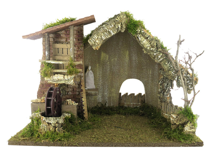 BERTONI Leere Holzhütte mit Wassermühle, Holz, Mehrfarbig, Einheitsgrösse
