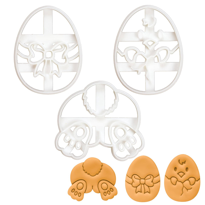 3er Set Ostern Ausstechformen (Formen: Osterhase Hintern, Osterei, und Ostern Küken), 3 Teil