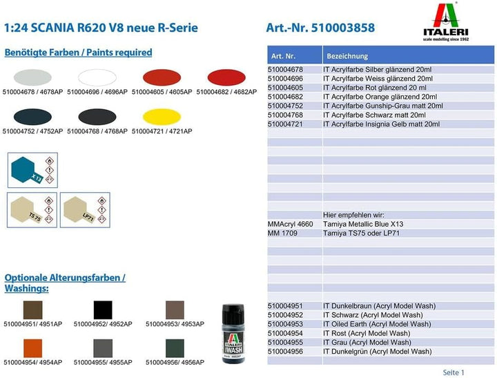 Italeri 510003858 - 1:24 Scania R620 V8 neue R-Serie