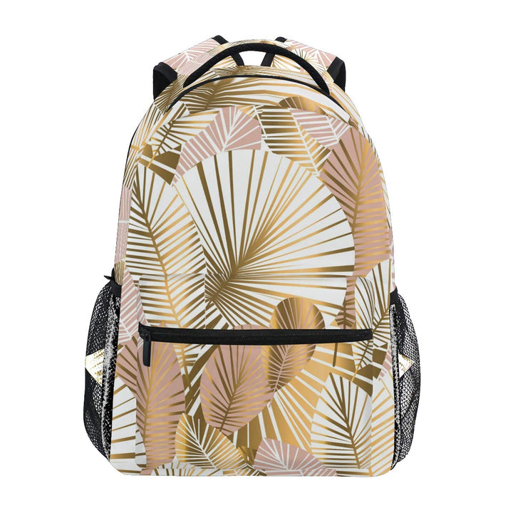 Gold Tropical Leave Schulrucksack für Jungen Mädchen Kinder Reisetasche Bookbag