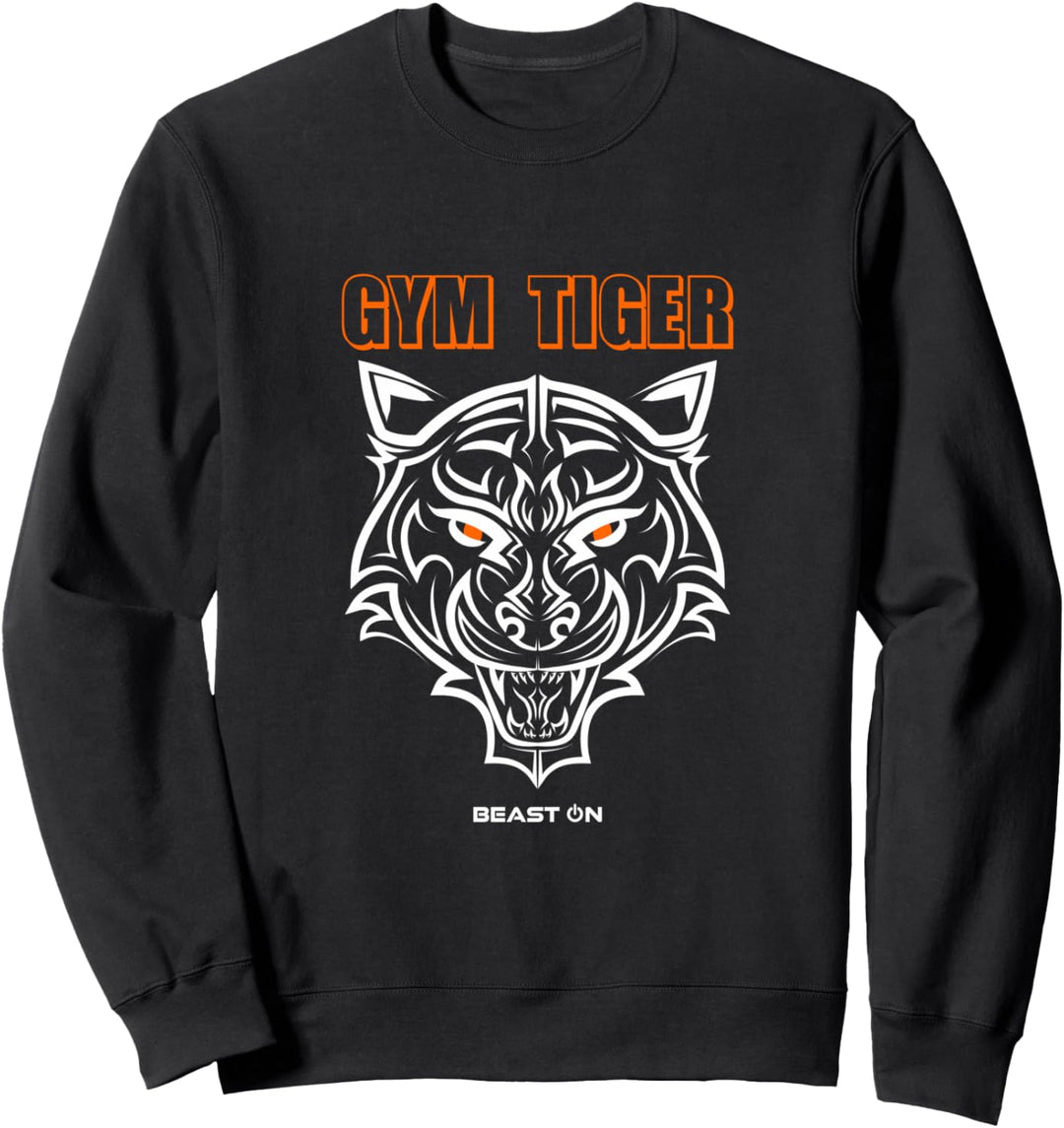 Gym Tiger Kopf Orange Tier Gains Workout Fitness Training Sweatshirt