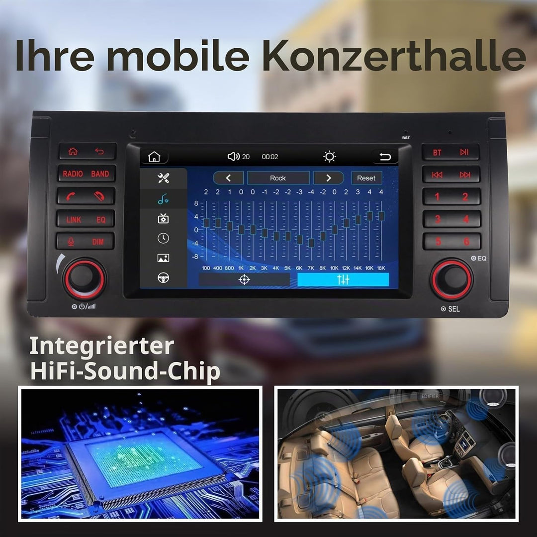 LXKLSZ Autoradio für BMW E39 E53 5er X5 M5 Kompatibel mit drahtlos Carplay/Android Auto mit 7 Zoll I