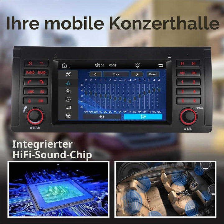 LXKLSZ Autoradio für BMW E39 E53 5er X5 M5 Kompatibel mit drahtlos Carplay/Android Auto mit 7 Zoll I
