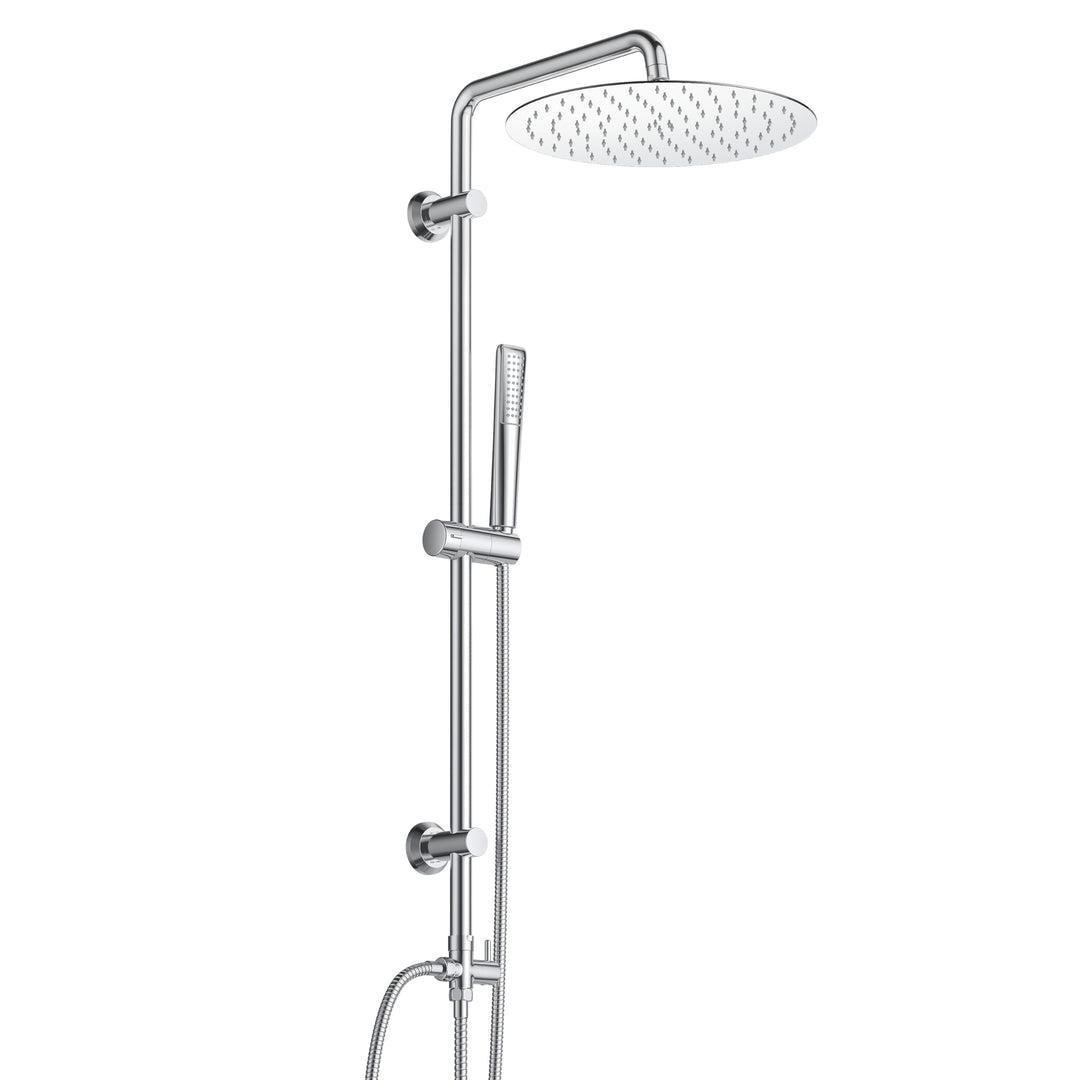 Görbach Regendusche Duschset ohne Armatur, Chrom Edelstahl Duschsystem mit Duschkopf, Duschstange, D