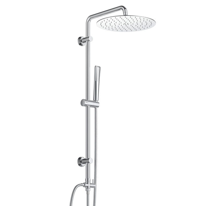 Görbach Regendusche Duschset ohne Armatur, Chrom Edelstahl Duschsystem mit Duschkopf, Duschstange, D