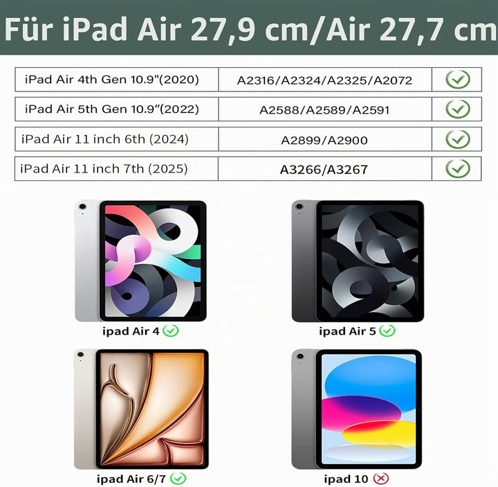 Hülle mit Tastatur für iPad Air 11 Zoll (2026 M4/2025 M3/2024 M2), iPad Air 5./4. 2022/2020 10,9 Zol