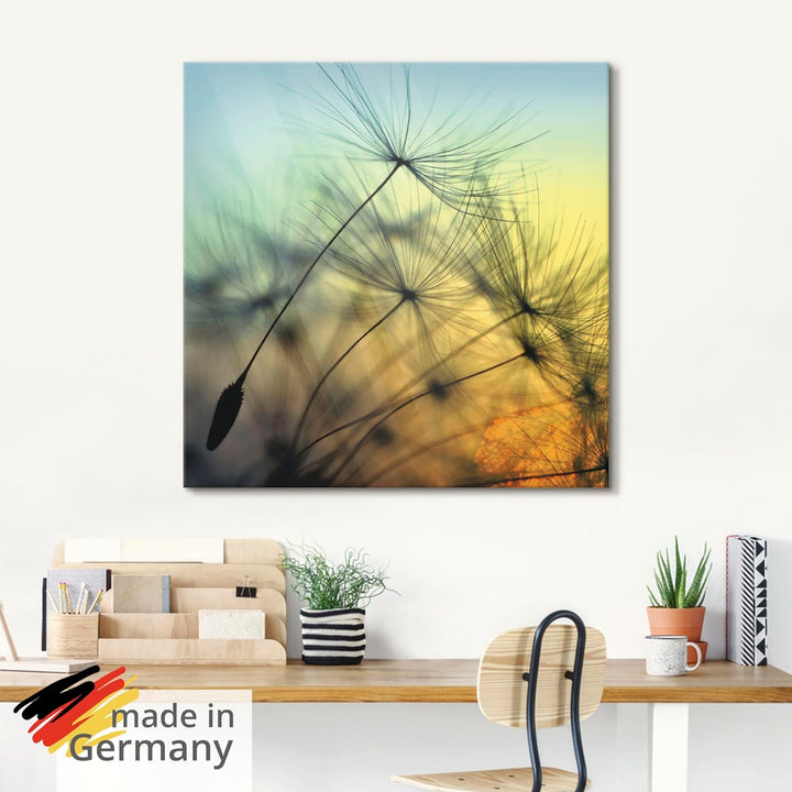 ARTland Glasbilder Wandbild Glas Bild einteilig 50x50 cm Quadratisch Natur Blumen Pusteblume Sonnenu