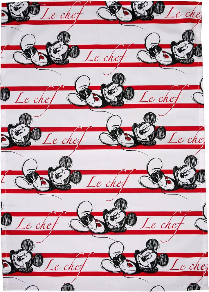 Tex idea Mickey Geschirrtuch Disney Micky Maus ca. 50 x 70 cm 100% Baumwolle, Weiss Rot Schwarz