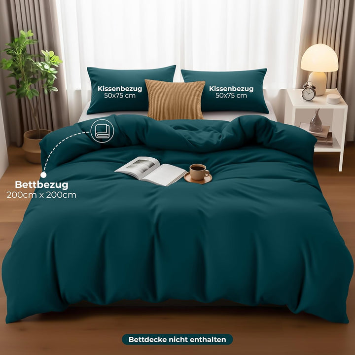 Utopia Bedding Bettwäsche 200x200 Set - Mikrofaser Bettbezug 200x200 cm + 2 Kissenbezüge 50x75 cm -