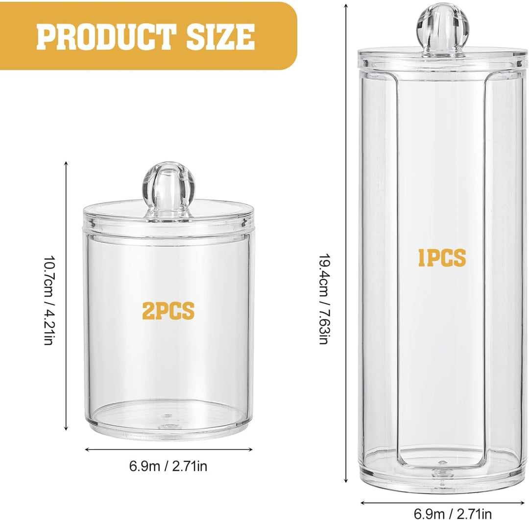 3 Stk Wattepadspender，Schminktisch Zubehör，Bathroom Organizer，Wattepads Aufbewahrung mit Deckel，Watt