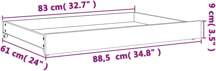vidaXL Schubladen für Tagesbett 2 Stk., Schublade mit Stauraum Rollen, Bettschublade Bettschubkasten