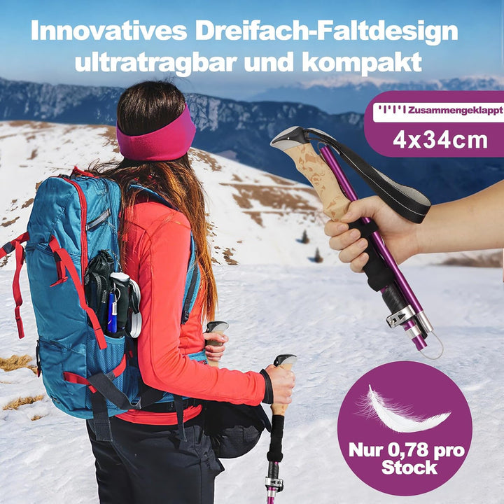 COVACURE Wanderstöcke Faltbar 7075 Aluminium | Nordic Walking Stöcke, Damen &amp; Herren, verstellbar, l