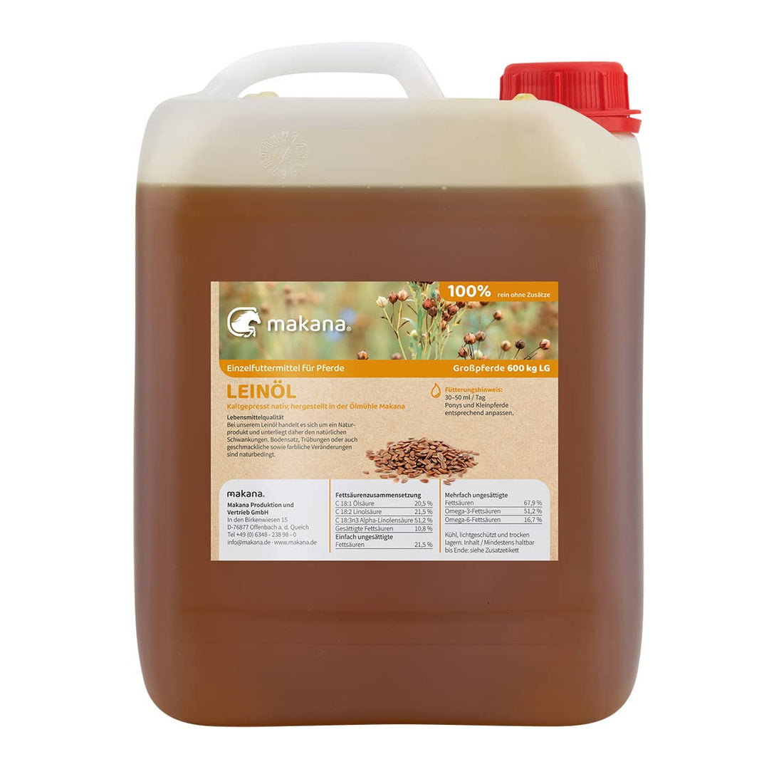 Makana Leinöl für Tiere, kaltgepresst und 100% rein, 5000 ml Kanister Single, Single