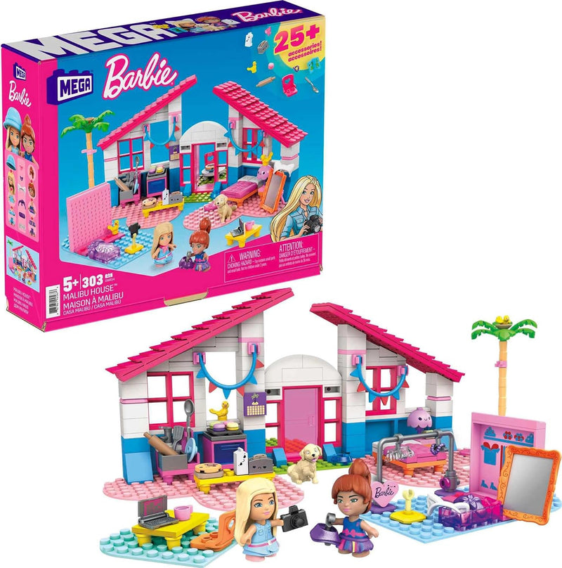 Mega Barbie MEGA Construx GWR34 - Barbie Malibu Villa, Bauspielzeug für Kinder, Bauset mit 303 Baust