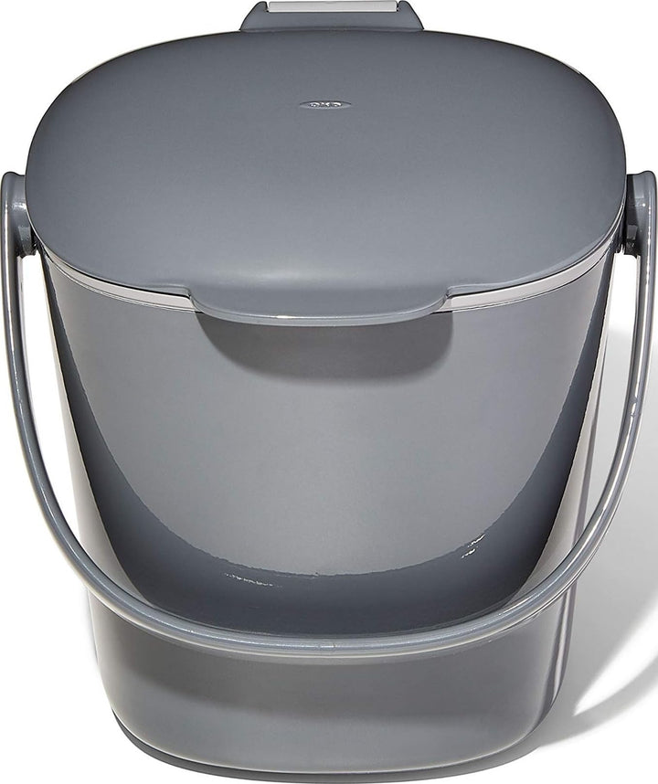 OXO Good Grips Komposteimer grau – geruchsdichter Abfalleimer für die Küche – 2,8 l 2.8L Anthrazit,
