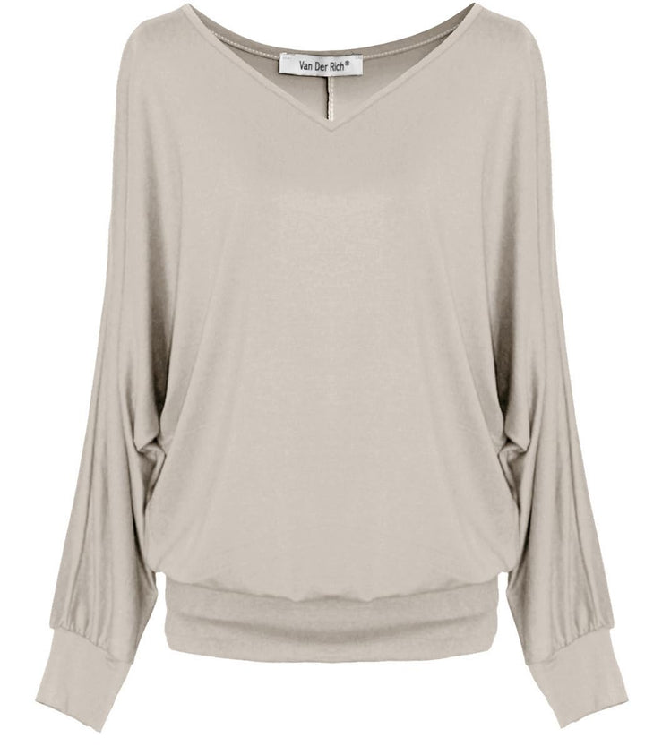 Van Der Rich ® - T-Shirt Raffinierte Einfachheit T-Shirt Einfarbig - Damen M Ml-beige, M Ml-beige